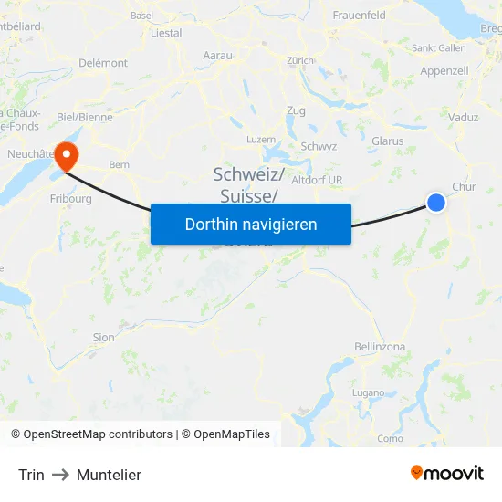 Trin to Muntelier map