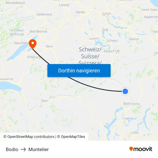 Bodio to Muntelier map