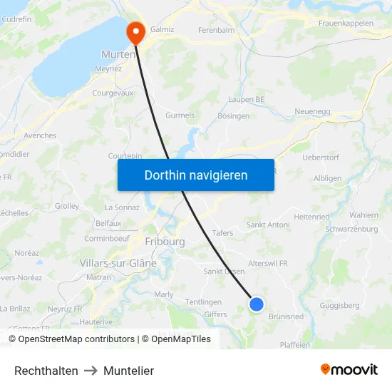 Rechthalten to Muntelier map