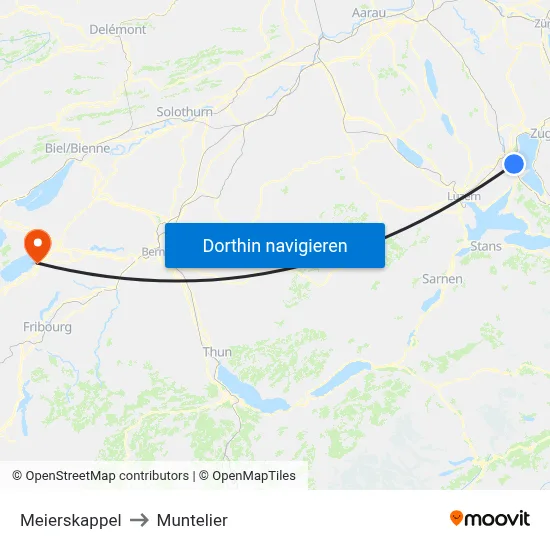 Meierskappel to Muntelier map