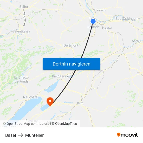 Basel to Muntelier map