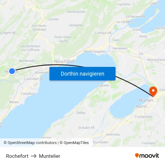 Rochefort to Muntelier map