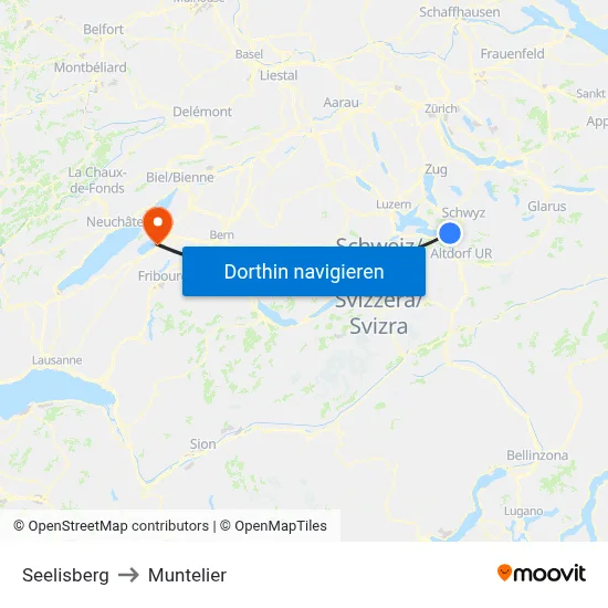 Seelisberg to Muntelier map