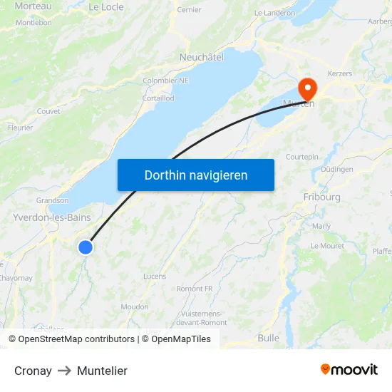Cronay to Muntelier map