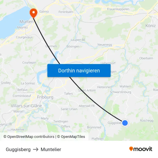Guggisberg to Muntelier map