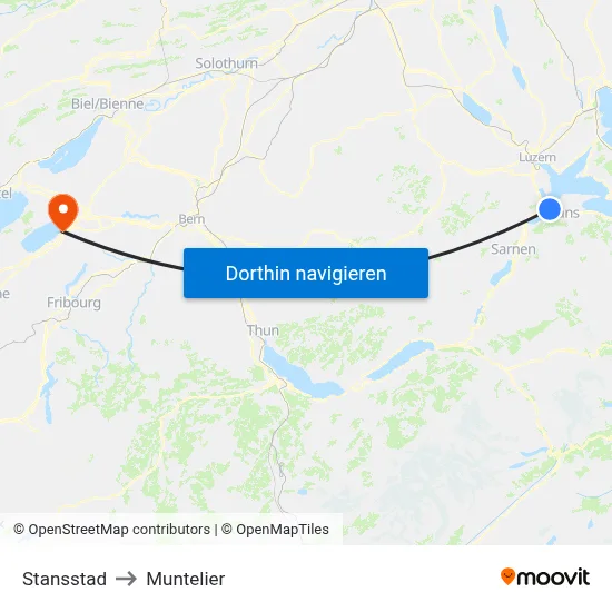 Stansstad to Muntelier map