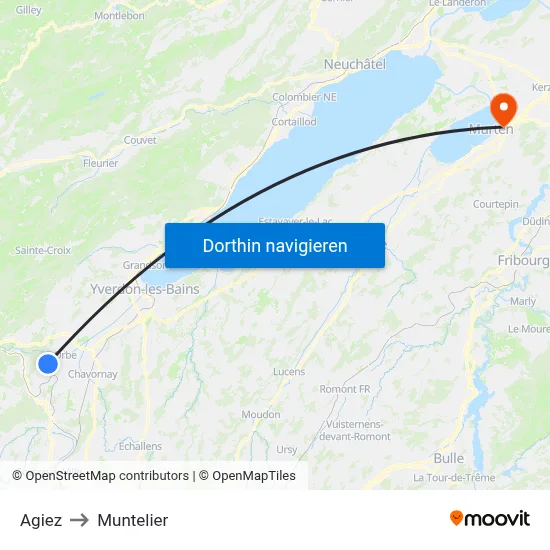 Agiez to Muntelier map
