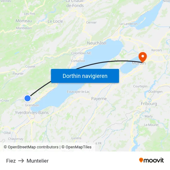 Fiez to Muntelier map