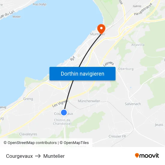 Courgevaux to Muntelier map