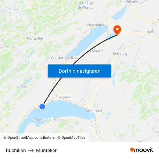 Buchillon to Muntelier map