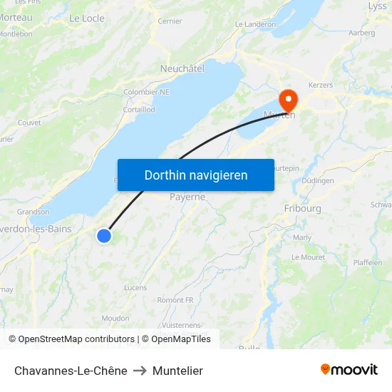 Chavannes-Le-Chêne to Muntelier map