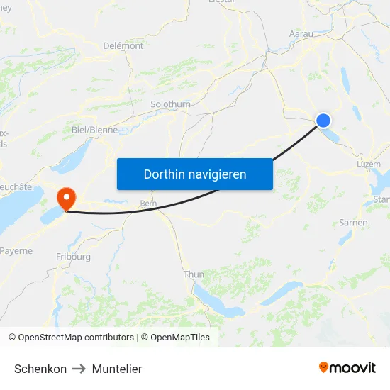 Schenkon to Muntelier map
