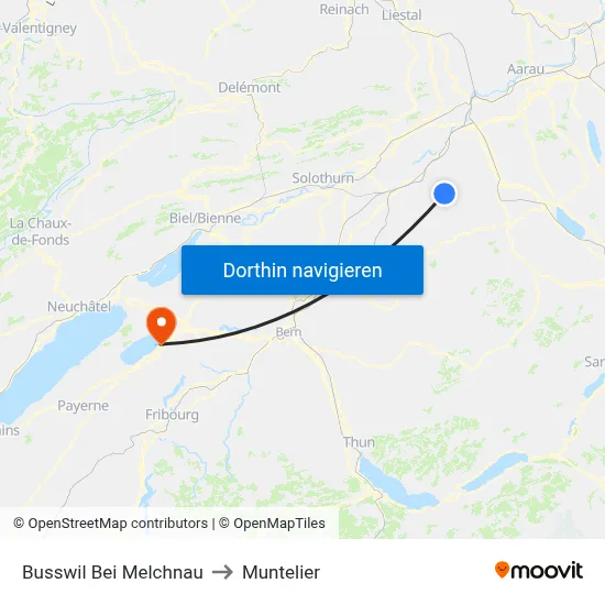 Busswil Bei Melchnau to Muntelier map