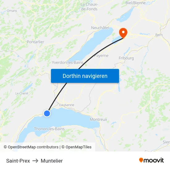 Saint-Prex to Muntelier map
