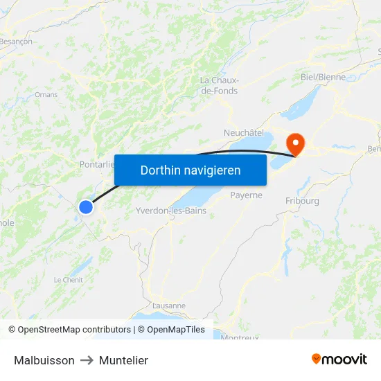 Malbuisson to Muntelier map