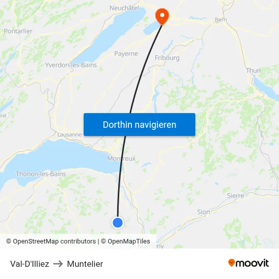 Val-D'Illiez to Muntelier map