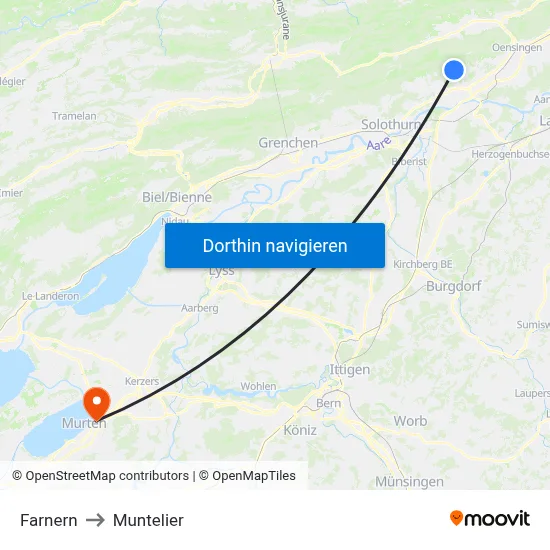 Farnern to Muntelier map
