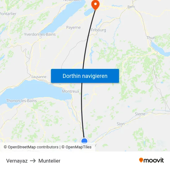 Vernayaz to Muntelier map