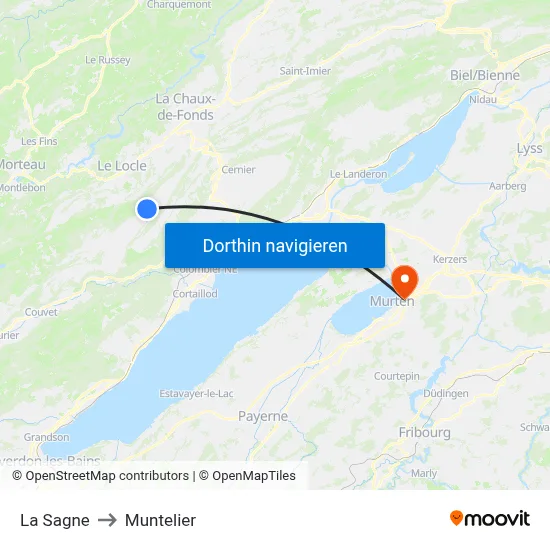 La Sagne to Muntelier map