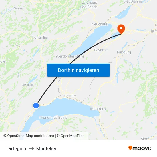 Tartegnin to Muntelier map