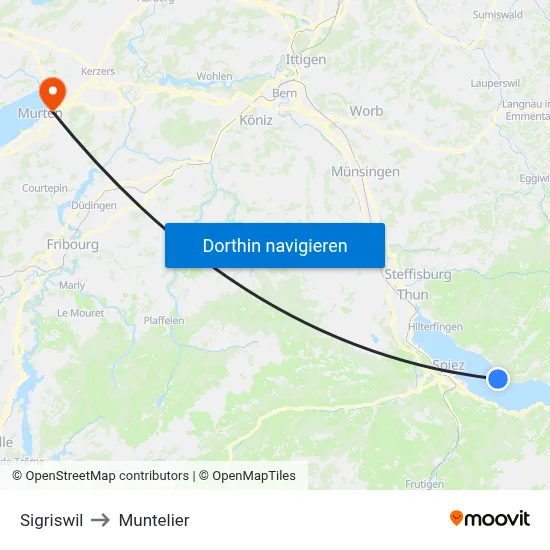 Sigriswil to Muntelier map