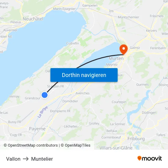 Vallon to Muntelier map