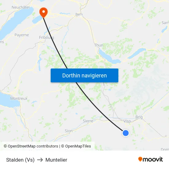Stalden (Vs) to Muntelier map