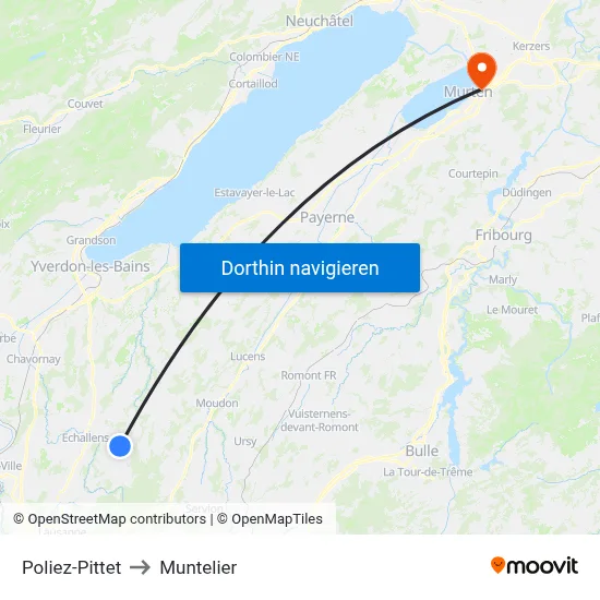 Poliez-Pittet to Muntelier map