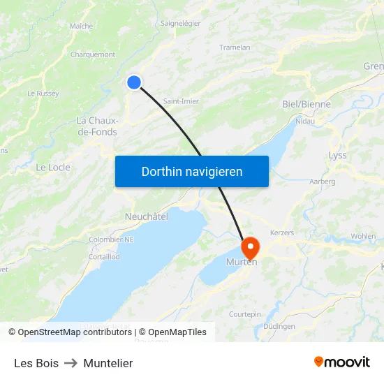 Les Bois to Muntelier map
