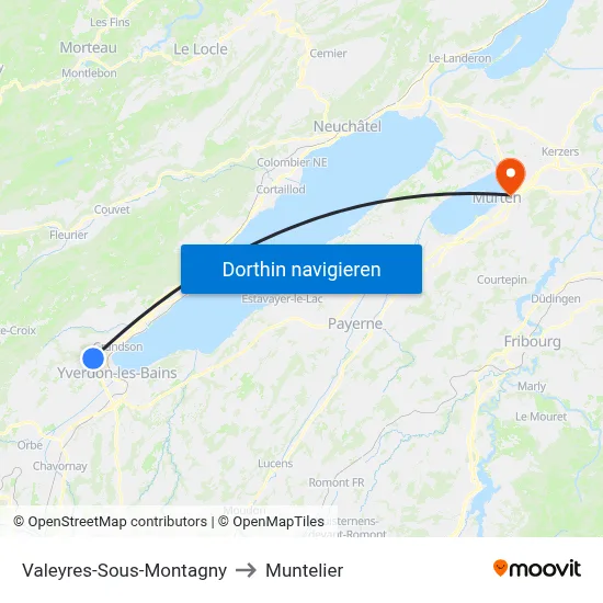 Valeyres-Sous-Montagny to Muntelier map