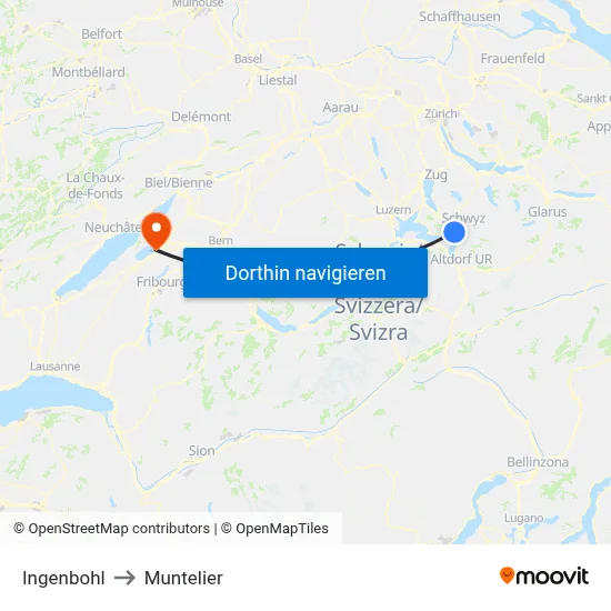 Ingenbohl to Muntelier map