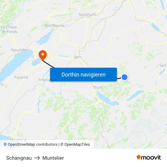Schangnau to Muntelier map