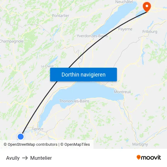 Avully to Muntelier map