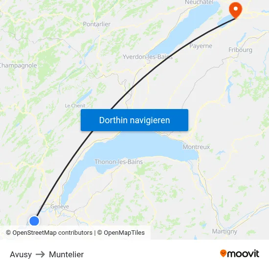 Avusy to Muntelier map
