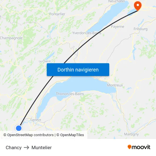 Chancy to Muntelier map