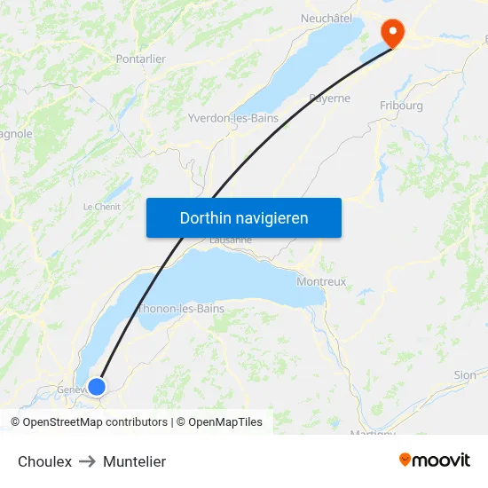 Choulex to Muntelier map