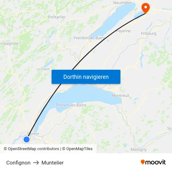 Confignon to Muntelier map