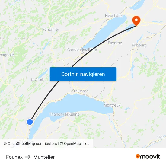 Founex to Muntelier map