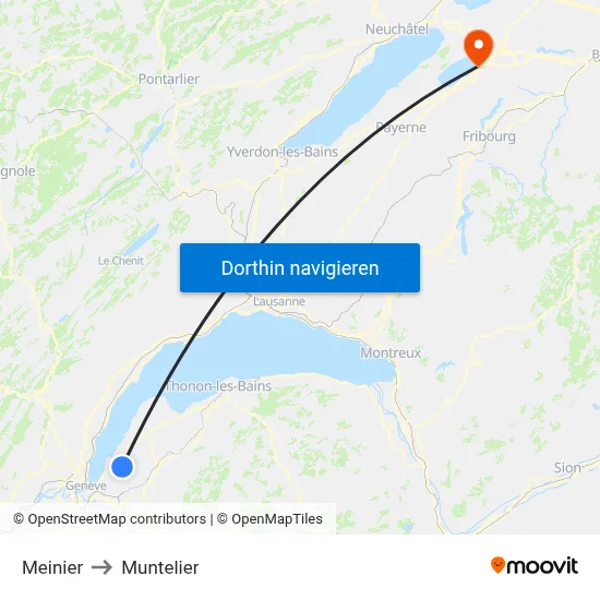 Meinier to Muntelier map