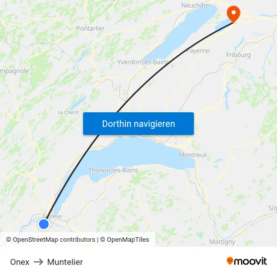 Onex to Muntelier map