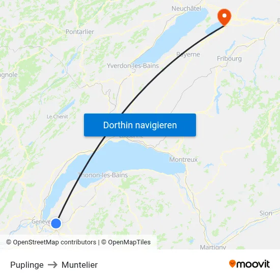 Puplinge to Muntelier map