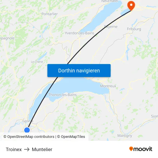 Troinex to Muntelier map