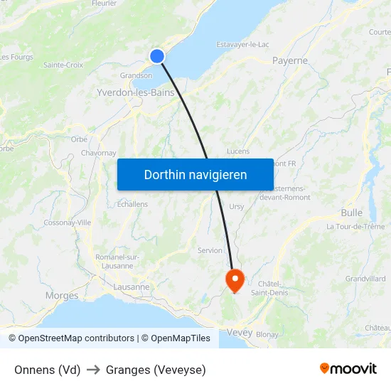 Onnens (Vd) to Granges (Veveyse) map