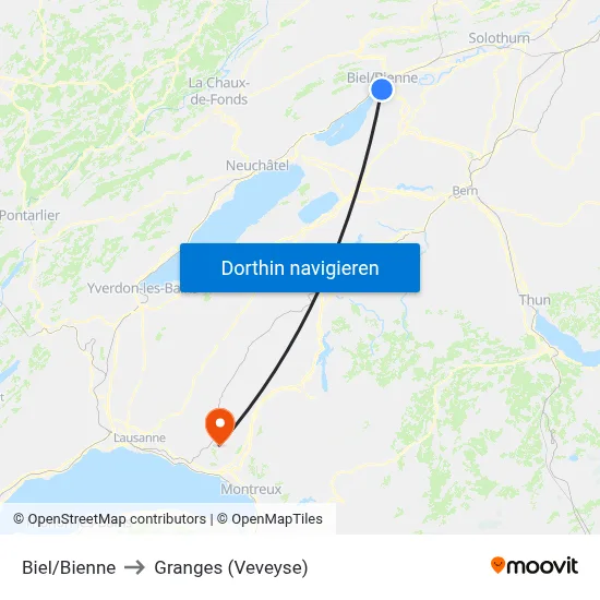 Biel/Bienne to Granges (Veveyse) map