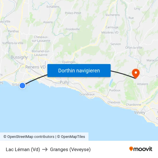 Lac Léman (Vd) to Granges (Veveyse) map