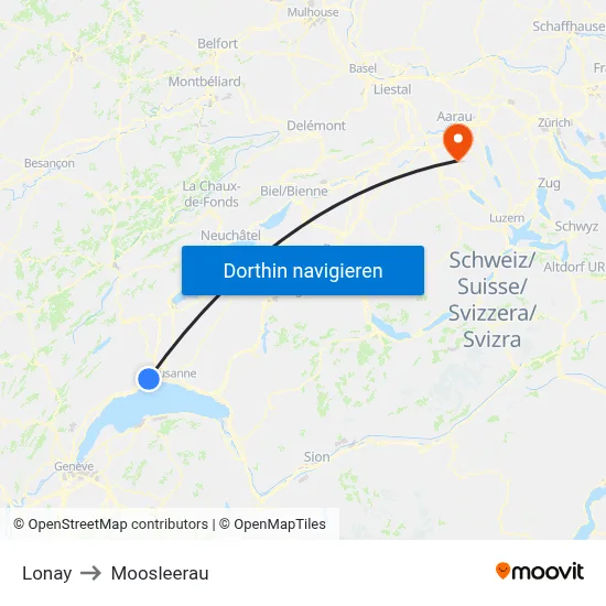 Lonay to Moosleerau map