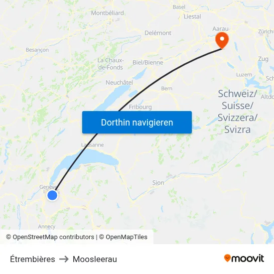 Étrembières to Moosleerau map