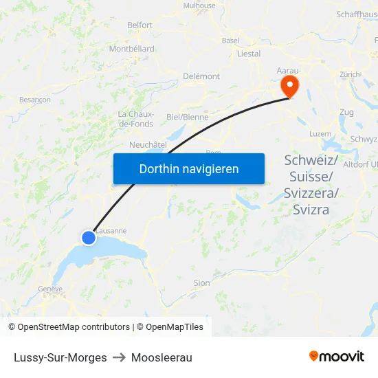 Lussy-Sur-Morges to Moosleerau map