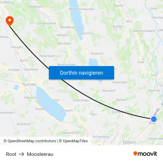 Root to Moosleerau map
