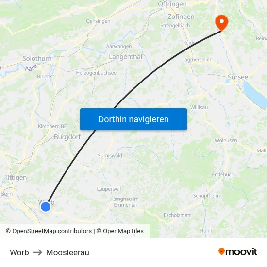 Worb to Moosleerau map